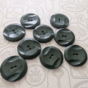 Vintage Hunter Green Art Deco Buttons Set 9 Green Buttons